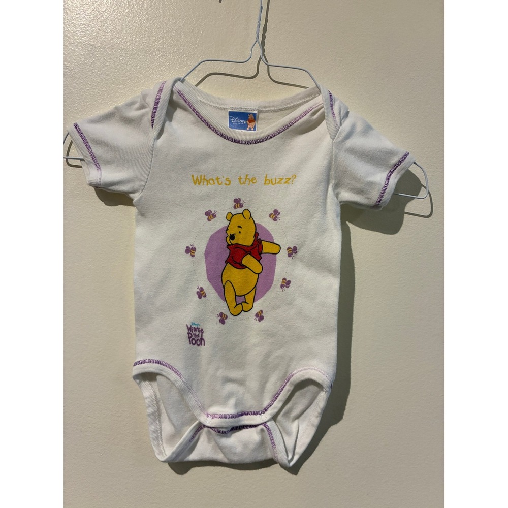 Disney Winnie the Pooh What's the Buzz White Cotton Bodysuit 3-6 Months